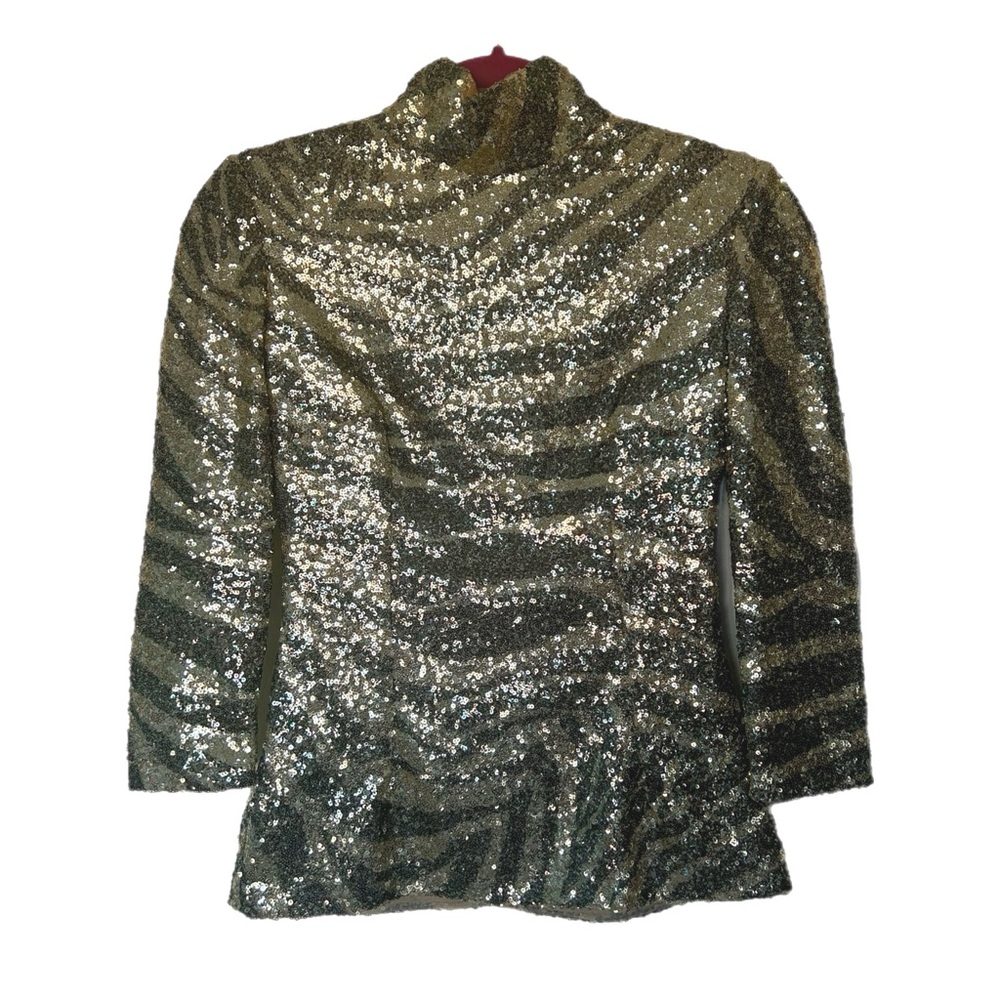 DOLCE & GABBANA Zebra Print Sequin Mock Neck Top